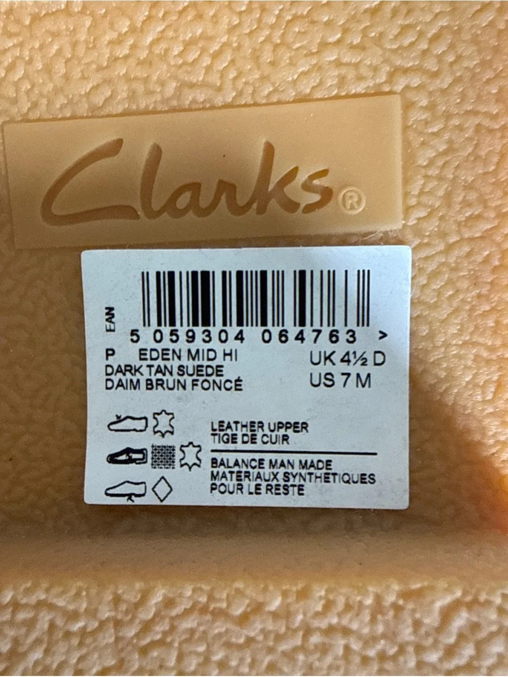 Clarks Eden Mid Hi Boot Dark Tan Suede Womens Size 7 Leather Lug Sole Pull On